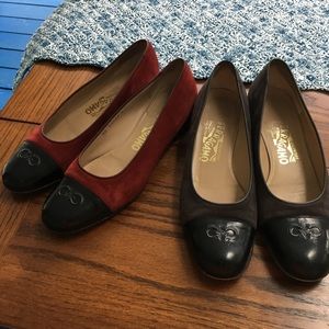 Two Ferragamo flats sizes 8 and 7.5